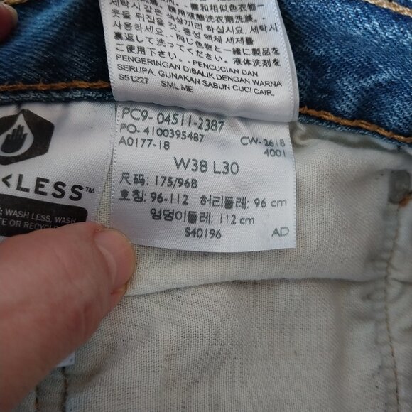 Levis Jeans Mens 38x30 511 Blue Straight Leg Distressed Mid Rise Mid Wash - Picture 11 of 12